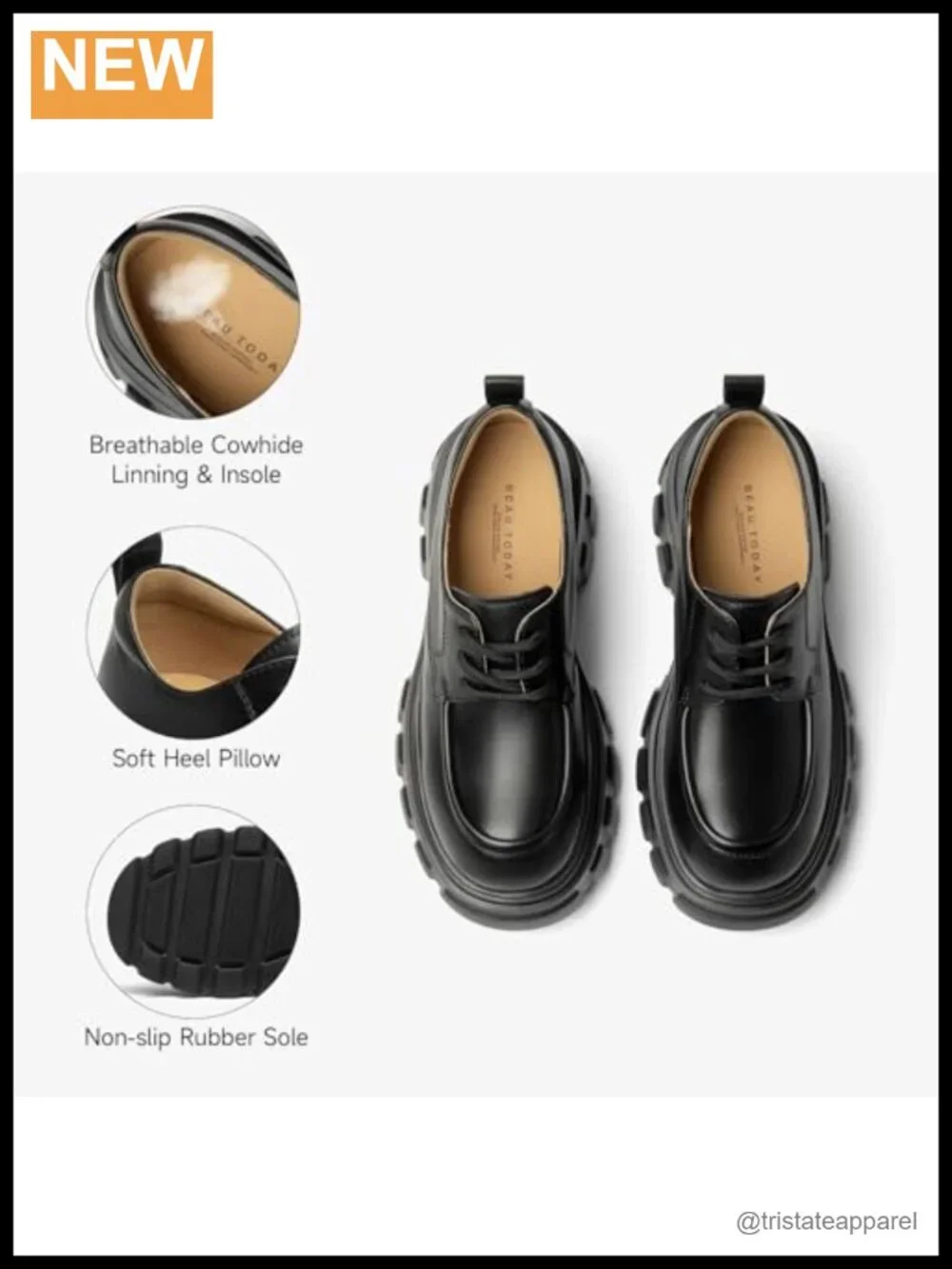 Women's Leather Platform Oxfords Lace Up Chunky Dress Shoes